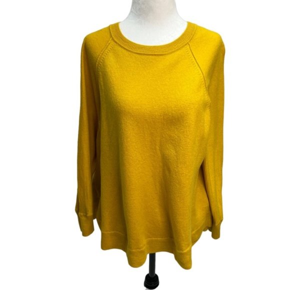 J. Crew Merino Wool Mustard Swing Sweater Oversized Size XL - Picture 2 of 12